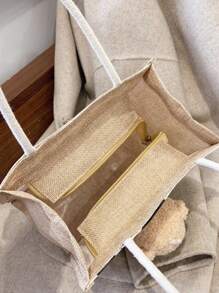 个性化时尚泰迪熊装饰手提包 - 黑與白 - 查看 7