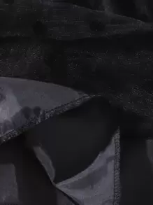 SHEIN Glamorique Kids Young Girl Polka Dot Mesh Overlay Ruffle Trim Dress