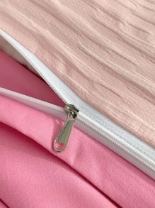 3 cái/bộ Bộ vỏ chăn màu hồng không có chất độn, Bộ vỏ chăn có họa tiết vải hiện đại (1 vỏ chăn, 2 vỏ gối) cho gia đình - Màu Hồng  Dưa hấu - Xem 8