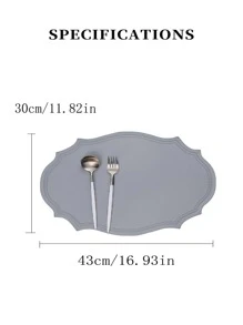 1 pieza Mantel individual de color sólido, mantel de mesa con forma geométrica de PVC gris nórdico para escritorio - Gris - Ver 2