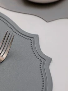 1 pieza Mantel individual de color sólido, mantel de mesa con forma geométrica de PVC gris nórdico para escritorio - Gris - Ver 7