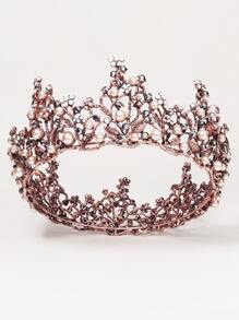 Rhinestone Decor Crown Design Headband - Bronze - View 1
