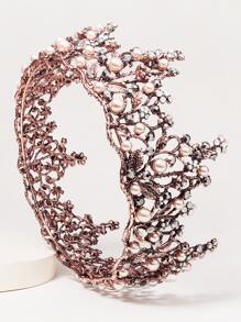 Rhinestone Decor Crown Design Headband - Bronze - View 2