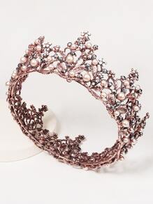Rhinestone Decor Crown Design Headband - Bronze - View 3