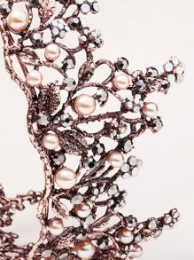 Rhinestone Decor Crown Design Headband - Bronze - View 5