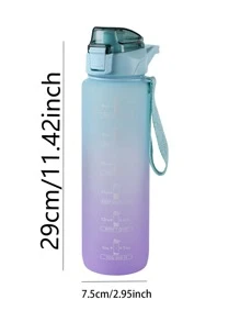 1 个 1000 毫升/33.82 盎司磨砂渐变水瓶，带刻度提醒您喝水，运动健身便携式水瓶，返校用品，适用于户外、露营 - 粉色 - 查看 3