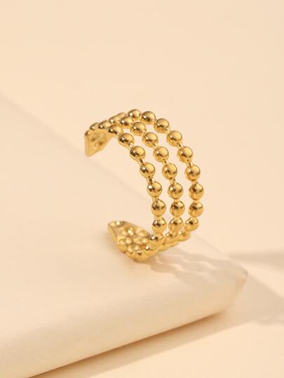 1pc Stainless Steel Adjustable Open Ring In Golden Color, Fashionable