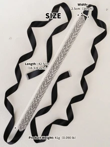 水鑽裝飾婚禮腰帶 - 黑色 - 查看 4