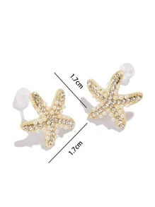 Cubic Zirconia Starfish Stud Earrings - Yellow Gold - View 3