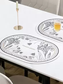 1 Nơi Thảm, Họa Tiết Hoa Hiện Đại Chống Thấm Nước Chống Dầu Để Bàn Thảm, Trang Trí Bàn Ăn - Đen và trắng - Xem 1