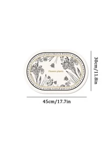 1 Nơi Thảm, Họa Tiết Hoa Hiện Đại Chống Thấm Nước Chống Dầu Để Bàn Thảm, Trang Trí Bàn Ăn - Đen và trắng - Xem 2