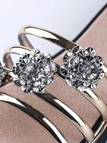 女士水鑽裝飾金屬質感拖鞋魅力四射戶外拖鞋 - 香檳色 - 查看 3