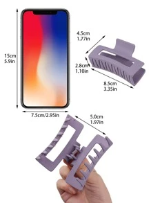 1 cái/4 cái Kẹp tóc vuông màu kaki, 8,5cm - Nhiều màu - Xem 3