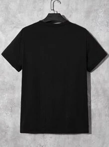 Manfinity Hombres Camiseta con estampado de figura - Negro - Ver 2