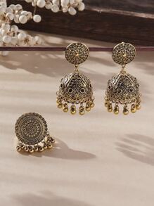 耳环 吊坠耳环和 1 件串珠流苏吊饰戒指 - 銅色 - 查看 2