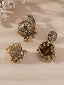 耳环 吊坠耳环和 1 件串珠流苏吊饰戒指 - 銅色 - 查看 6