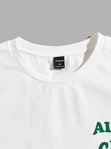 Manfinity VCAY 男士標語圖案T恤 - 白色 - 查看 4