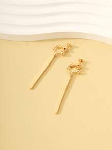 幾何吊墜夾式耳環 - 金黃色 - 查看 3