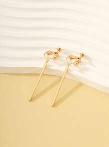 幾何吊墜夾式耳環 - 金黃色 - 查看 5