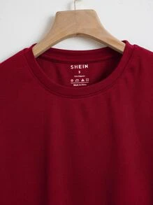 SHEIN EZwear Solid Crop Tee - Burgundy - View 5