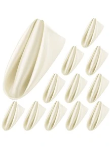 5入組白色北歐滌綸餐巾 - 白色 - 查看 1