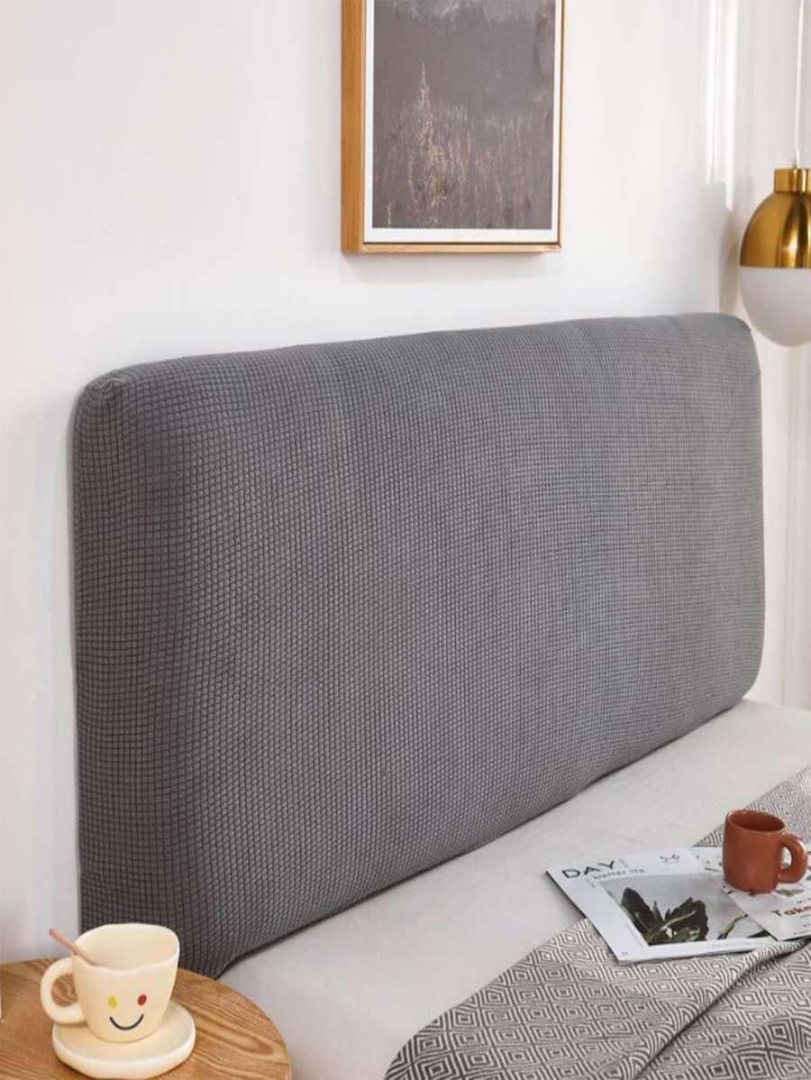 1入組衍縫細節家具灰塵簡約滌綸素色頭套 - 灰色 - 查看 1