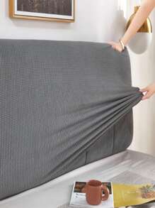 1入組衍縫細節家具灰塵簡約滌綸素色頭套 - 灰色 - 查看 4