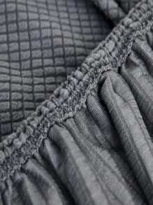 1入組衍縫細節家具灰塵簡約滌綸素色頭套 - 灰色 - 查看 5