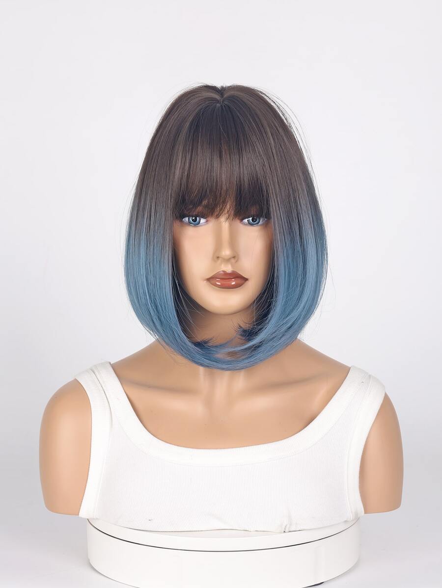 短直筒人造假髮帶劉海 - 漸層 - 查看 1
