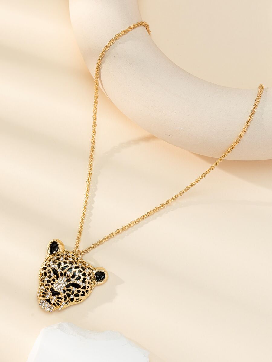 Hombres Collar con accesorio con diseño de diamante de imitación de leopardo