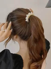 Faux Pearl Decor French Clip Elegant,Hair Accessories,Hair Clips,Hair Slide,Hair Barrettes Claw Clips, School Stuff, Pearl Hair Accessories