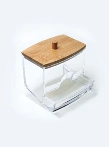 1入組拭子墊支架、芽球分配器、浴室容器藥劑罐，用於存放帶木蓋 - 彩色 - 查看 2