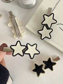 4pcs NỮ Trang trí ngôi sao Kẹp tóc da cá sấu Đường phố - Nhiều màu - Xem 2