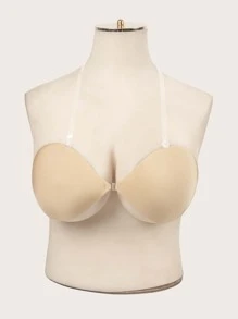 大碼1對素色乳貼帶透明肩帶 - 杏色 - 查看 1