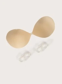 大碼1對素色乳貼帶透明肩帶 - 杏色 - 查看 4