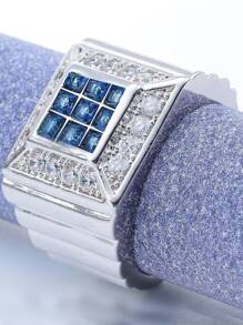 Men Rhinestone Geo Decor Ring
