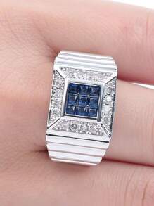 Men Rhinestone Geo Decor Ring