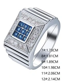 Men Rhinestone Geo Decor Ring