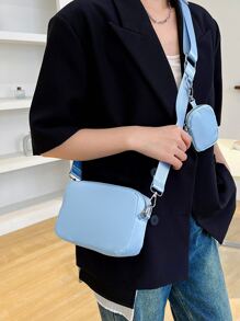 Mini Square Bag With Coin Purse - Baby Blue - View 7