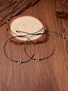 Bộ 2 Vòng tay khóa hình chữ U đơn giản & Khóa hình trái tim - Nhiều màu - Xem 2