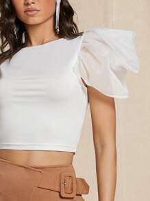 Hauture 純色氣球袖短襯衫 - 白色 - 查看 4