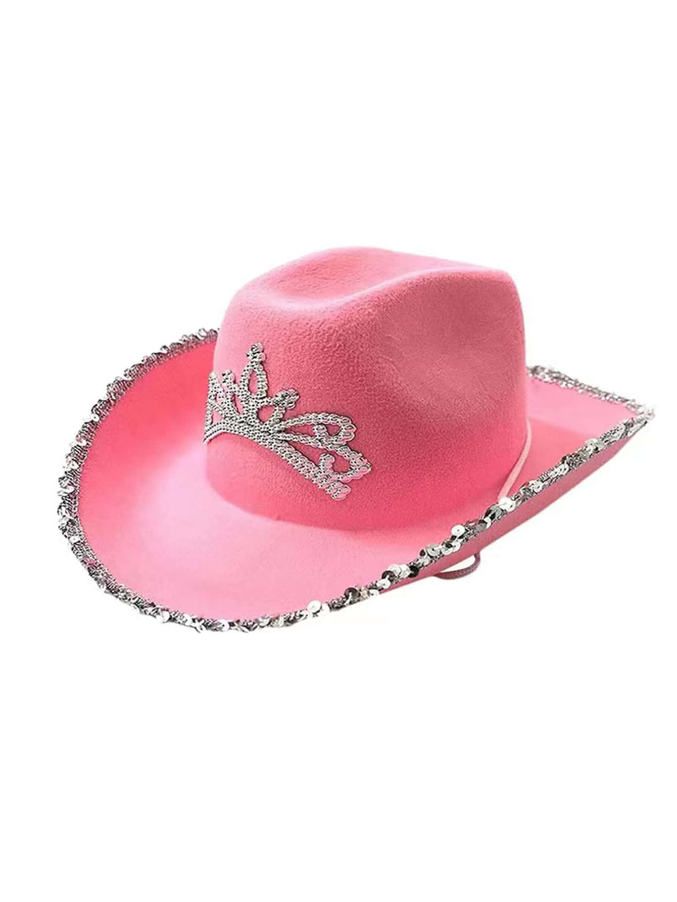 皇冠裝飾亮片邊牛仔帽