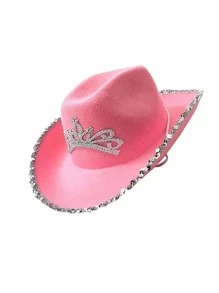 皇冠裝飾亮片邊牛仔帽 - 彩色 - 查看 3