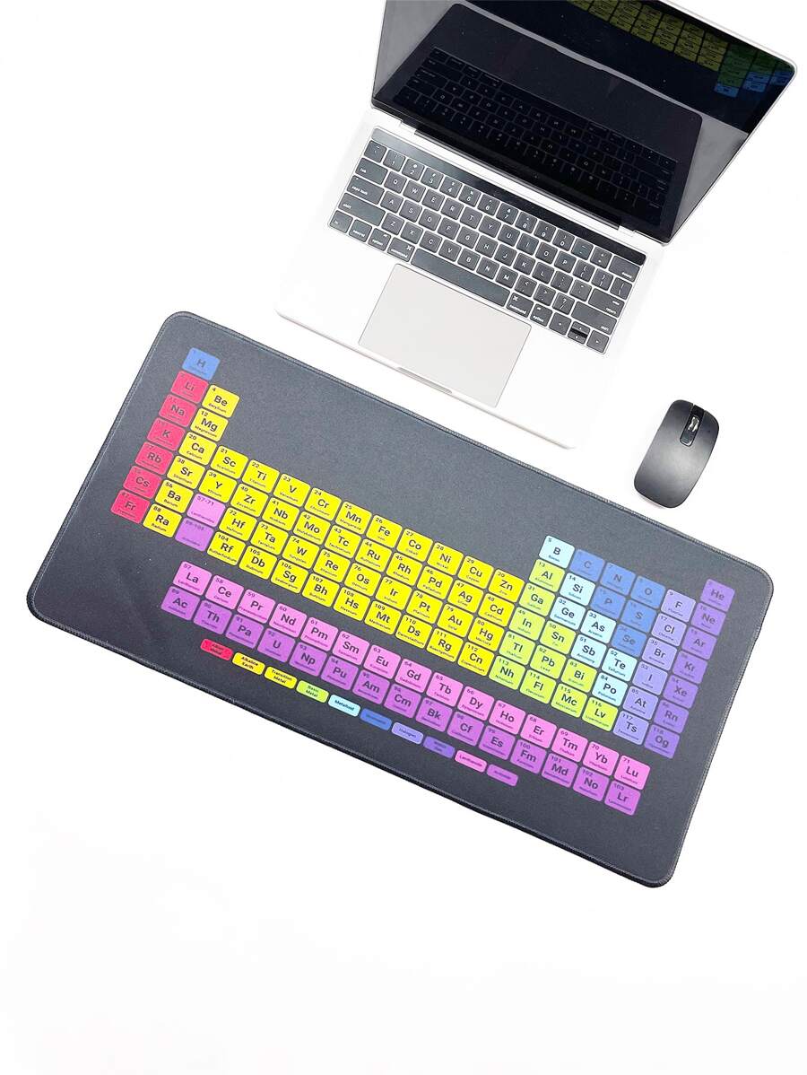 Periodic Table Pattern Mouse Pad - Black - View 1