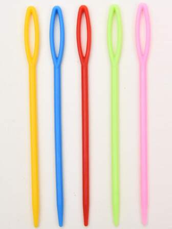 10pcs 7cm Plastic Knitting Needles, 5 Colors 2pcs Each, Plastic Needle Set