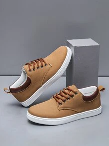 Men's Fashionable And Comfortable Slip-On Sneakers, Casual And Sporty Style, Non-Slip, Suitable For All Seasons, Ideal For Students Valentines - Brown - View 3