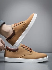 Men's Fashionable And Comfortable Slip-On Sneakers, Casual And Sporty Style, Non-Slip, Suitable For All Seasons, Ideal For Students Valentines - Brown - View 4