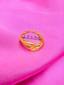 1pc Rhinestone Embellished Geometric Open Copper Ring, Suitable For Mother's Day