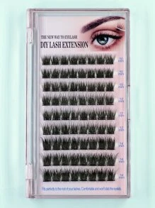 1box Faux Mink Individual False Eyelashes - Black - View 1
