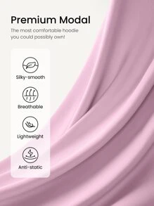GLOWMODE Modal Lụa Chạm Quá lớn Nửa Zip Hoodie - Màu tím hoa cà - Xem 4